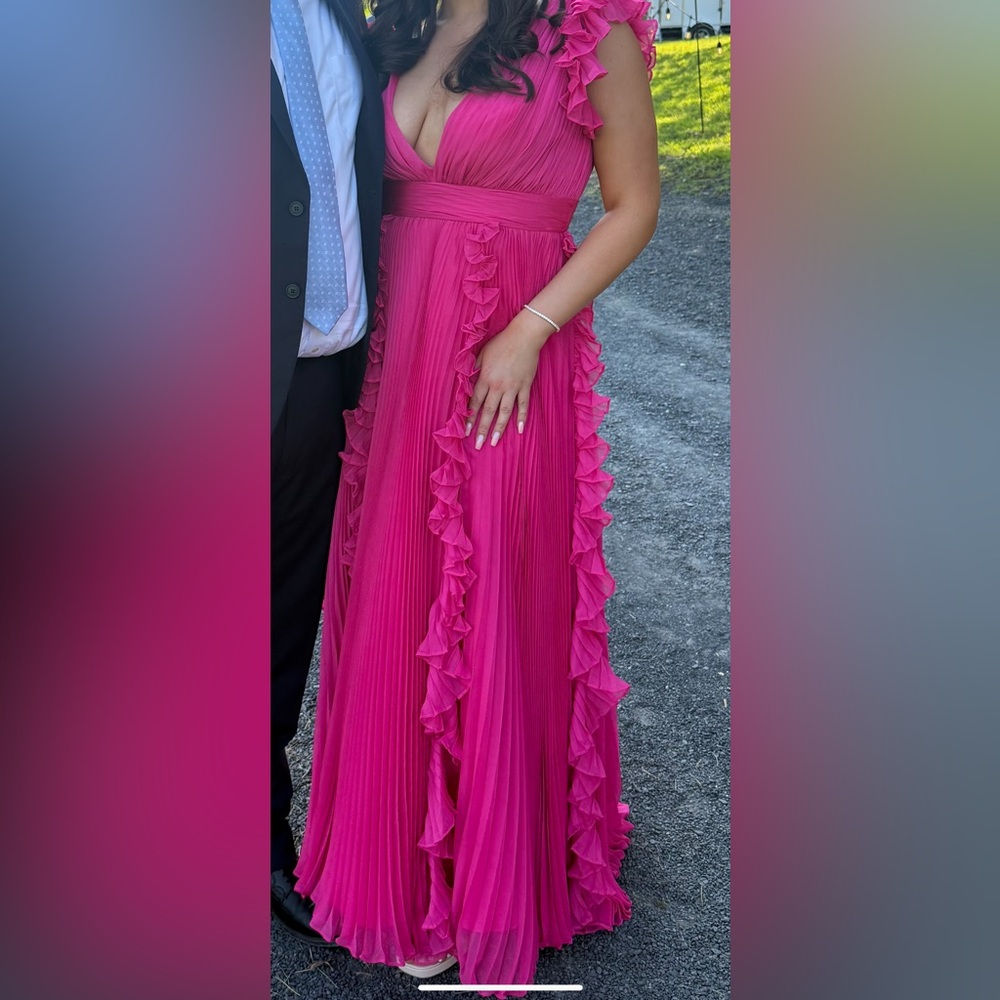 Mac Duggal Pink Pleated Ruffled Gown BRAND NEW